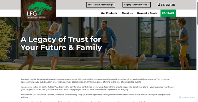 Security scan screenshot of https://mylfginsurance.com/