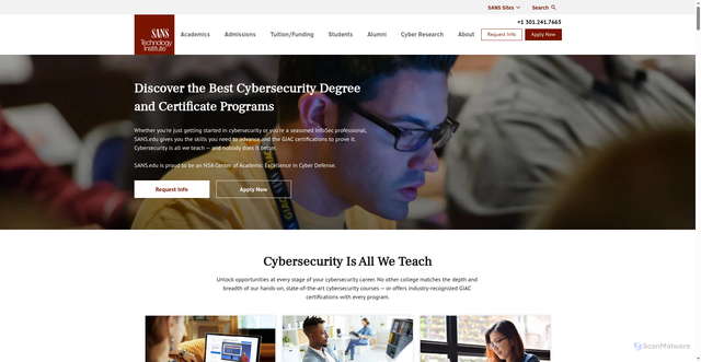 Security scan screenshot of https://sans.edu