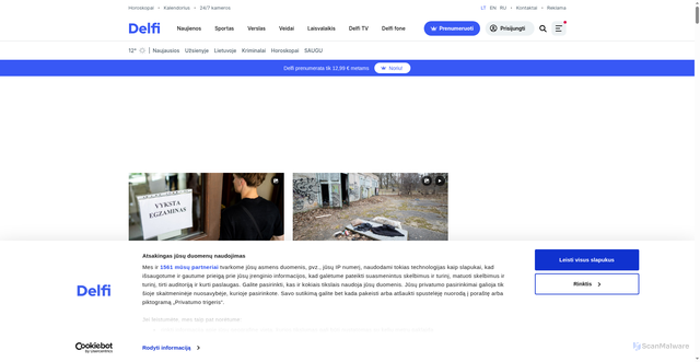 Security scan screenshot of https://delfi.lt