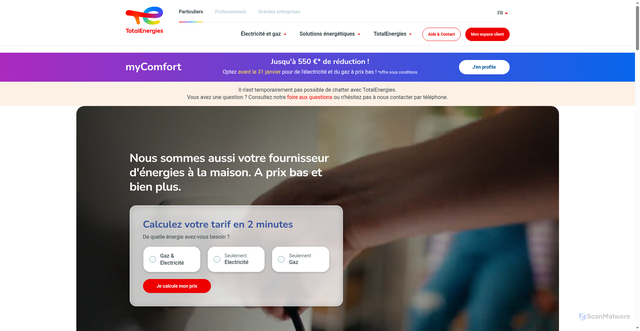 Security scan screenshot of https://totalenergies.be