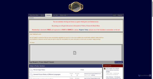 Security scan screenshot of https://topboard.org