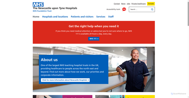 Security scan screenshot of http://www.newcastle-hospitals.org.uk/