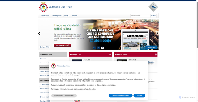 Security scan screenshot of https://ferrara.aci.it/