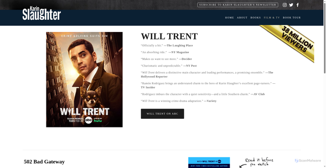 Security scan screenshot of https://www.karinslaughter.com/will-trent