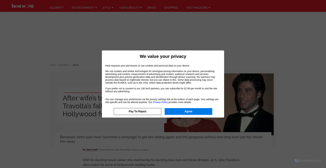 Security scan screenshot of https://heatworld.com/celebrity/news/john-travolta-fallen-hollywood-friend/