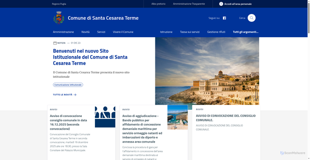Security scan screenshot of https://www.comune.santacesareaterme.le.it/