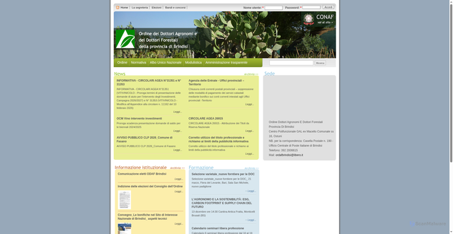 Security scan screenshot of http://ordinebrindisi.conaf.it/