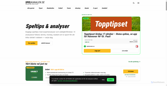 Security scan screenshot of https://spelkanalen.se
