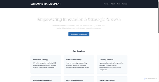 Security scan screenshot of https://elitemindmgmtllc.com/