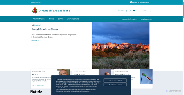 Security scan screenshot of https://www.comune.rapolanoterme.si.it/