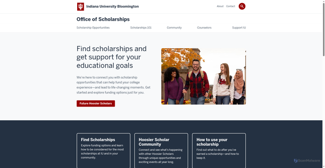 Security scan screenshot of https://scholarships.indiana.edu