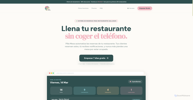 Security scan screenshot of https://pillamesa.com/