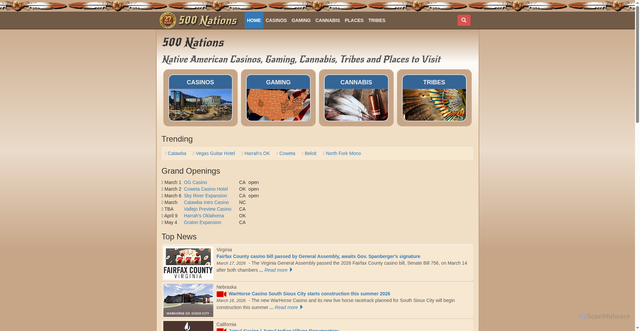 Security scan screenshot of https://500nations.com