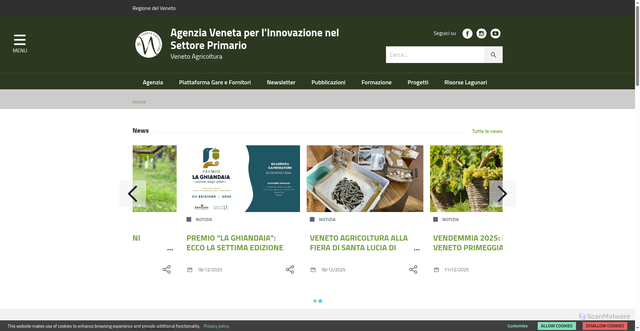 Security scan screenshot of https://www.venetoagricoltura.org/home