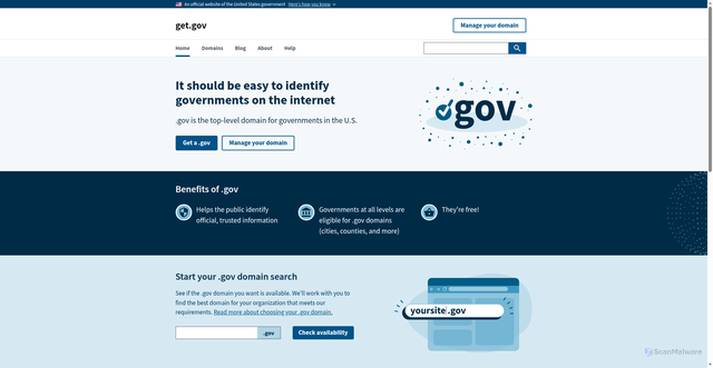 Security scan screenshot of https://get.gov/
