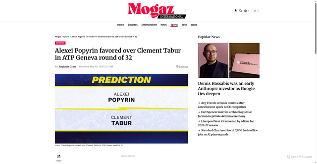 Security scan screenshot of https://www.mogazmasr.com/109354