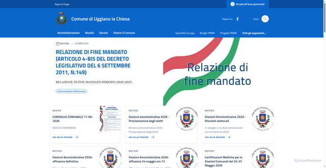 Security scan screenshot of https://www.comuneuggianolachiesa.it