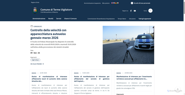 Security scan screenshot of https://comune.termevigliatore.me.it/