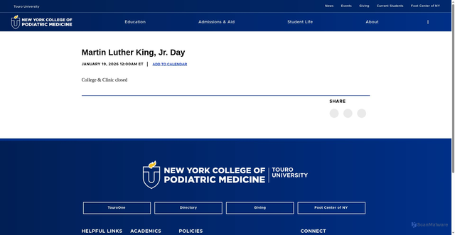 Security scan screenshot of http://nycpm.touro.edu/events/list/martin-luther-king-jr-day-11926.php