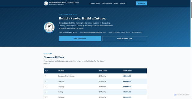 Security scan screenshot of https://chindatraining.pages.dev/
