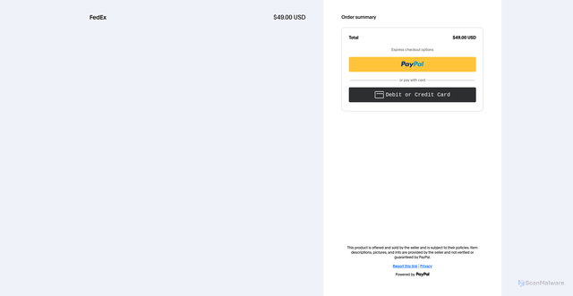 Security scan screenshot of https://www.paypal.com/ncp/payment/WDCVM2UDX98D4