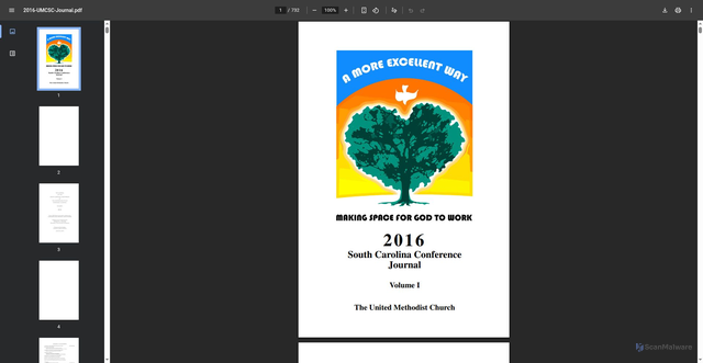 Security scan screenshot of https://www.umcsc.org/home/wp-content/uploads/2016-UMCSC-Journal.pdf