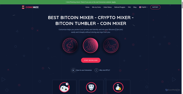 Security scan screenshot of coinomize.is