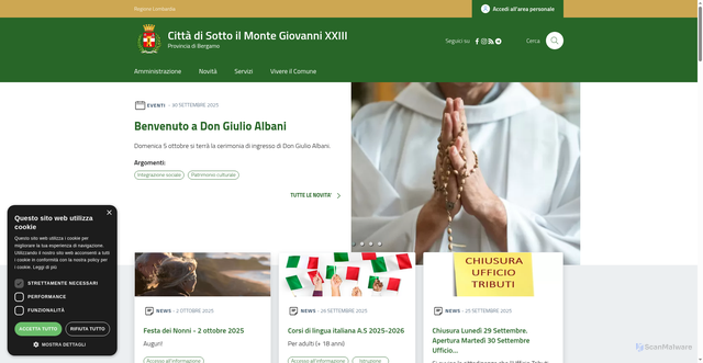 Security scan screenshot of https://www.comune.sottoilmontegiovannixxiii.bg.it/