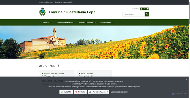 Security scan screenshot of https://www.comune.castellania.al.it/it-it/home