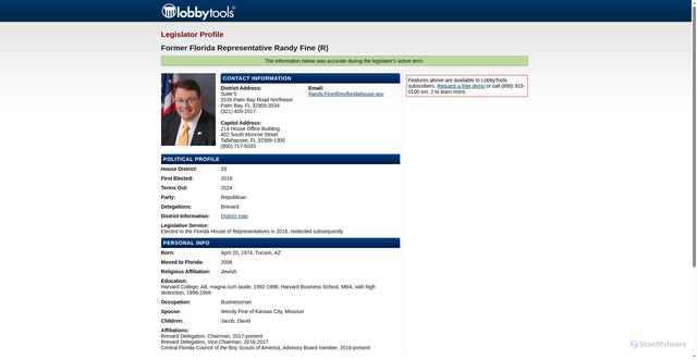 Security scan screenshot of https://public.lobbytools.com/legislators/672