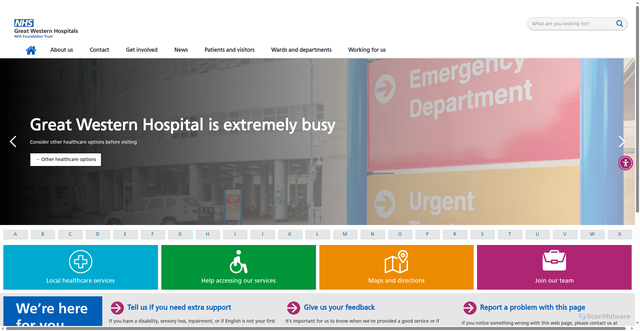 Security scan screenshot of http://www.gwh.nhs.uk/