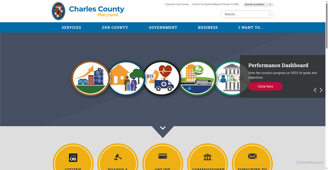 Security scan screenshot of https://www.charlescountymd.gov/