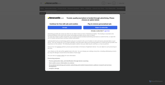 Security scan screenshot of https://www.newcastleworld.com/sport/football/newcastle-united/newcastle-united-predicted-xi-v-brighton-8478018