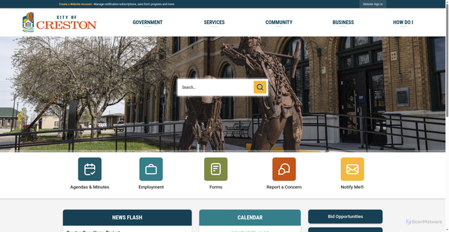 Security scan screenshot of https://crestoniowa.gov/