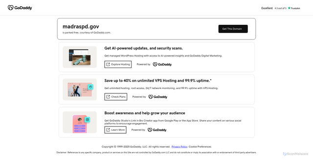 Security scan screenshot of https://madraspd.gov/
