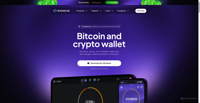 Security scan screenshot of https://www.exodus.com/?utm_campaign=%5BDEV%5D+Confirm+Subscription