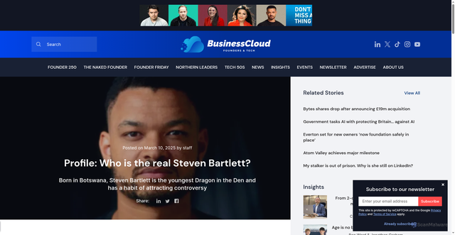 Security scan screenshot of https://businesscloud.co.uk/news/who-is-the-real-steven-bartlett/