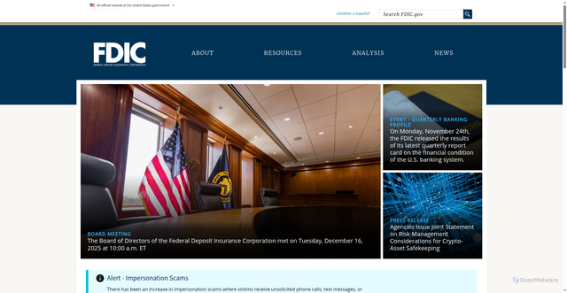 Security scan screenshot of https://www.fdic.gov