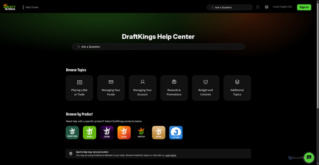 Security scan screenshot of api.draftkings.com