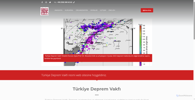 Security scan screenshot of https://www.turkiyedepremvakfi.org.tr/