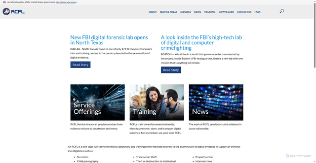 Security scan screenshot of https://www.rcfl.gov/
