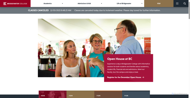 Security scan screenshot of https://www.bridgewater.edu/