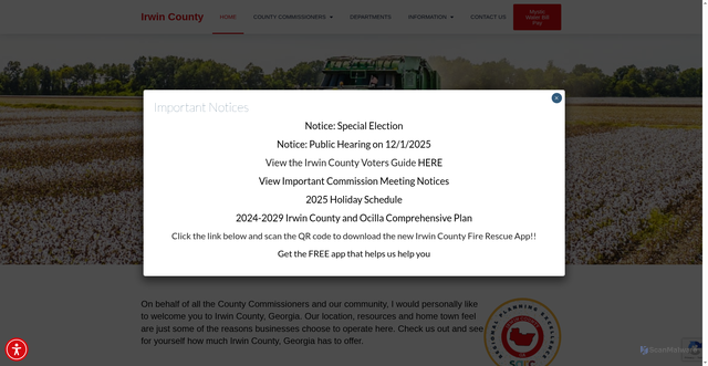 Security scan screenshot of https://irwincounty-ga.gov/