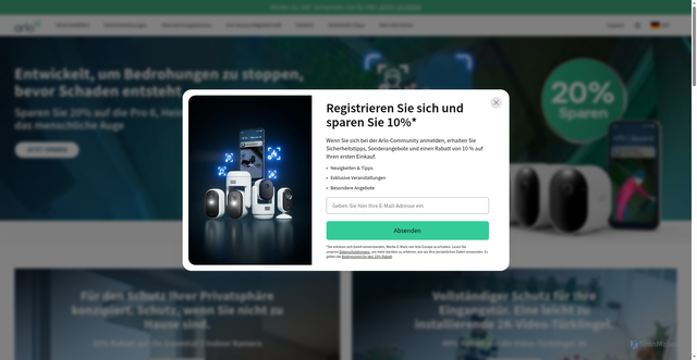 Security scan screenshot of https://www.arlo.com