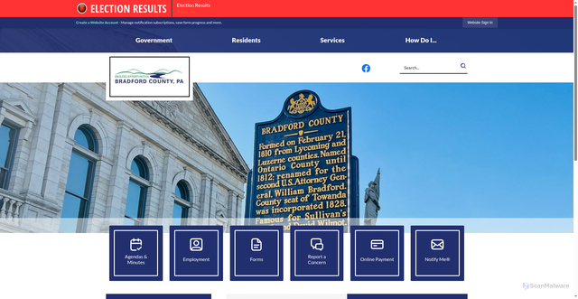 Security scan screenshot of https://www.bradfordcountypa.gov/