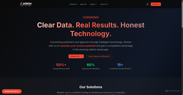 Security scan screenshot of https://adster.tech