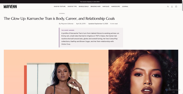 Security scan screenshot of https://shop.mayvenn.com/blogs/blog/the-glow-up-karrueche-tran-is-body-career-and-relationship-goals?srsltid=AU7gw4Vx3_V0ryjA7qao36hUAjqm4dP67bPcUfwiDkahVX2D2Z26rx2O