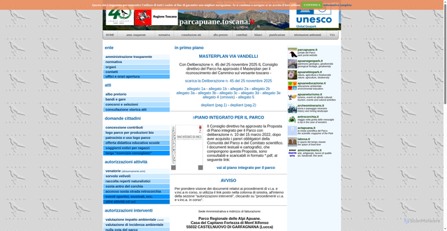 Security scan screenshot of https://www.parcapuane.toscana.it/