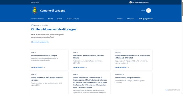 Security scan screenshot of https://comune.lavagna.ge.it/