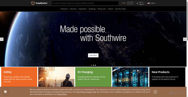 Security scan screenshot of https://southwire.com
